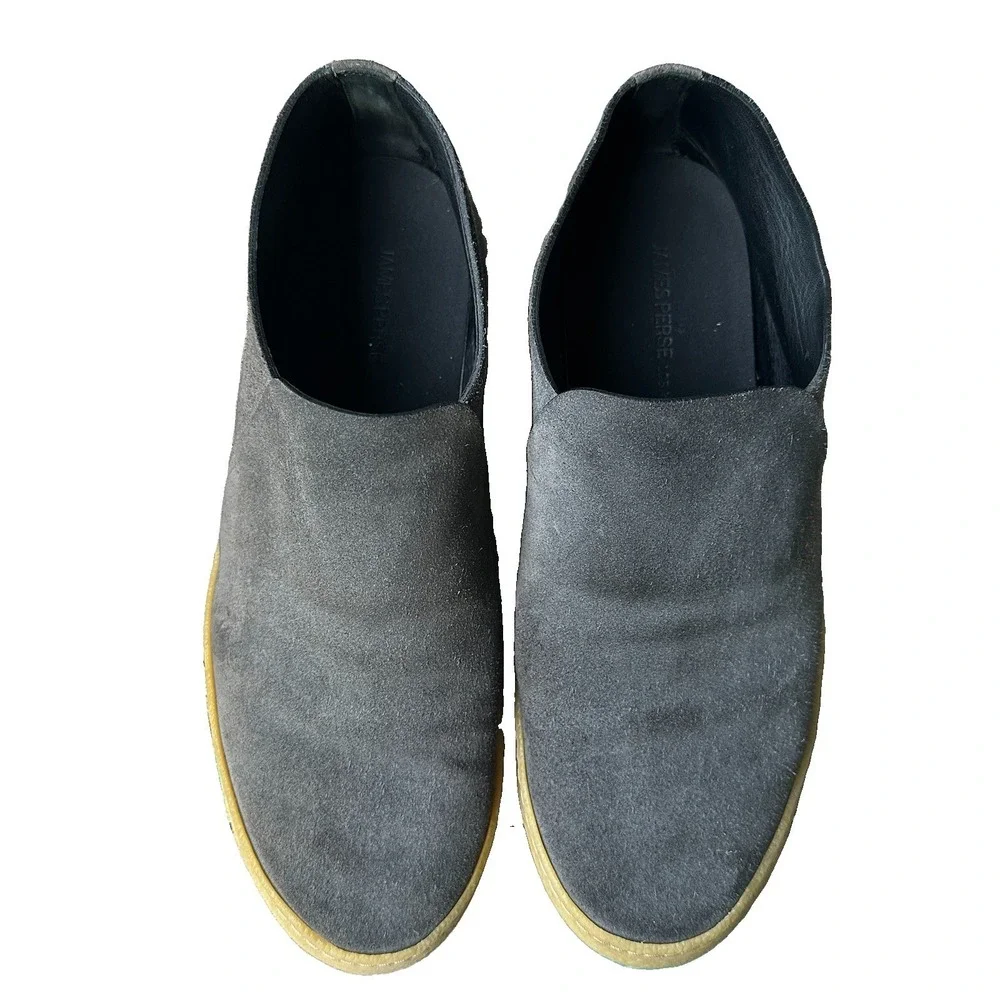 James Perse Loafers Men's Size 11 US Gray Suede Leather Slip On Platform Sole